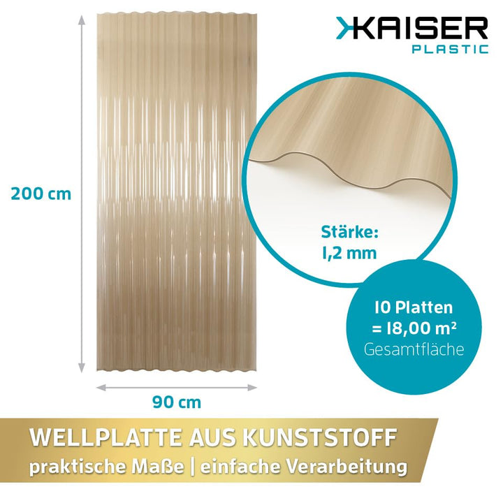 KAISER plastic® Wellplatten Bronze | Wellplatten Dach, Welldach Kunststoff | Dachplatten wetterfest