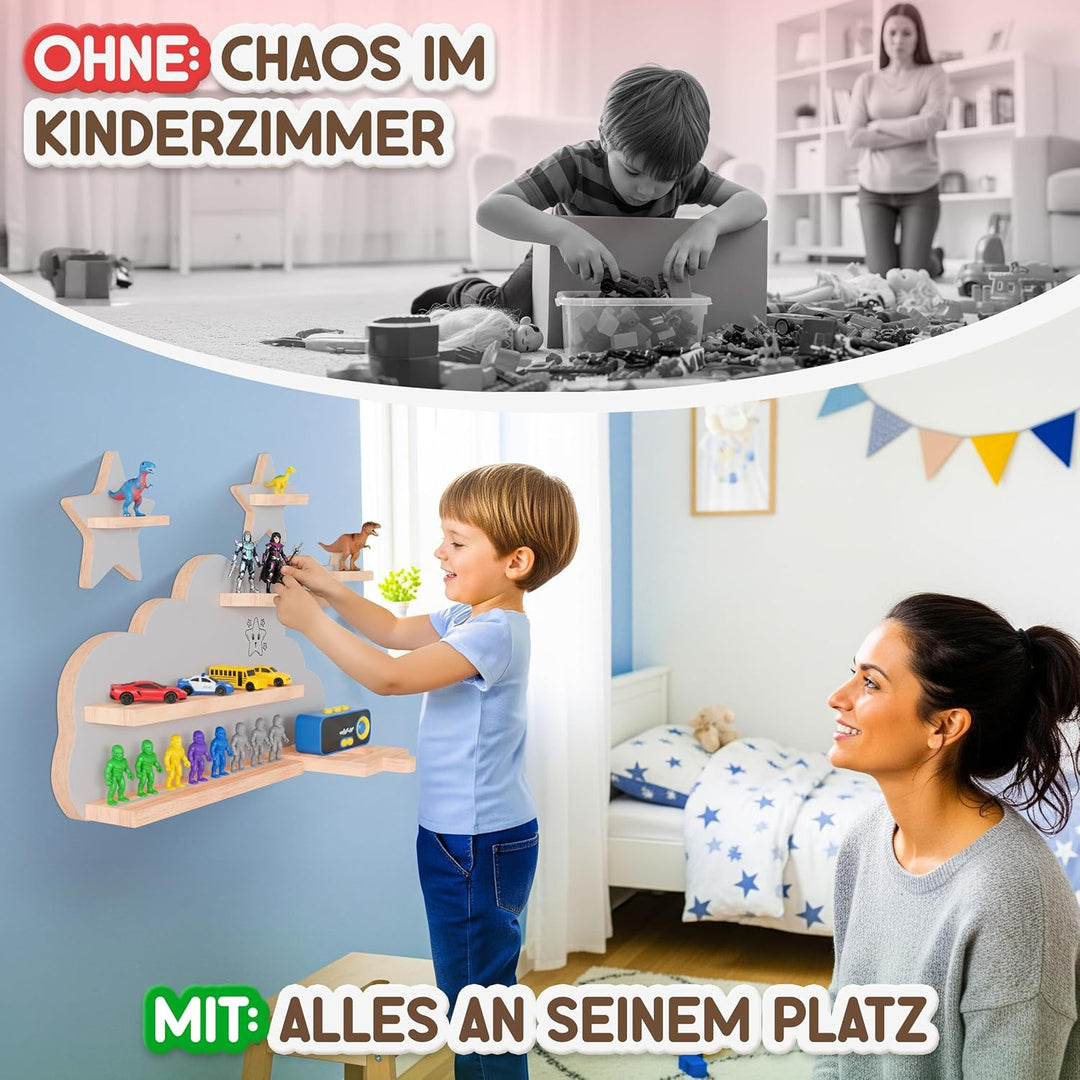 Twinklertoy’s Hörbox Wandregal aus Holz – mit magnetischer Halterung & zusätzlichen Sternen – für 30