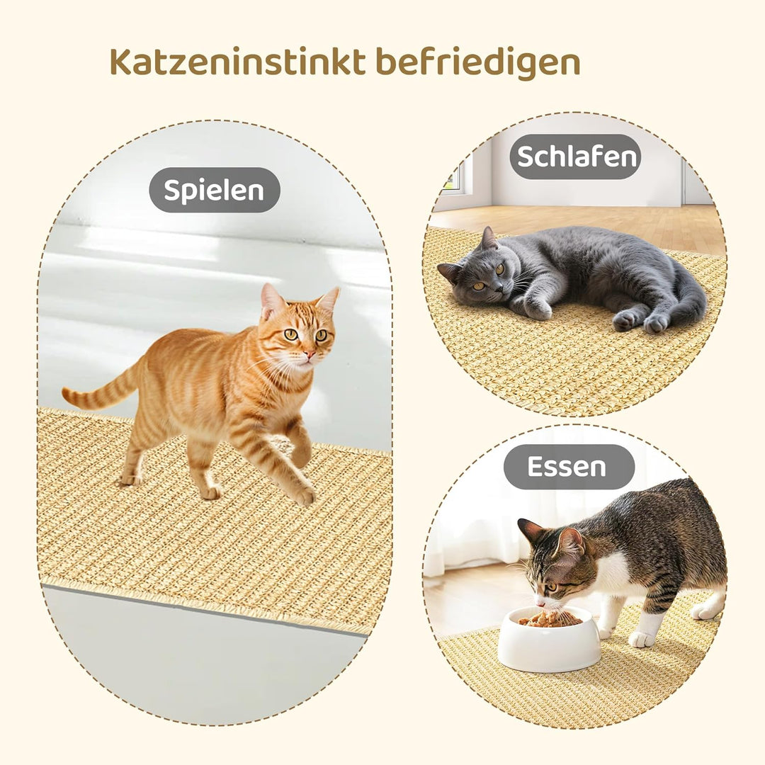 Kratzmatte Katze,2 Stück Kratzbretter Katze Wand,Sisal Teppich für Katzen, Selbsthaftender Kratzwand