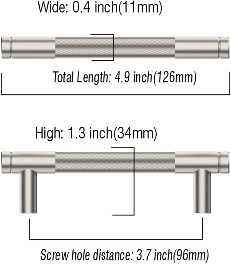 Amerdeco 10 Stück Gebürsteter Nickel Schrankgriffe 96mm Lochabstand, Aluminium Griffe für Küchenschr