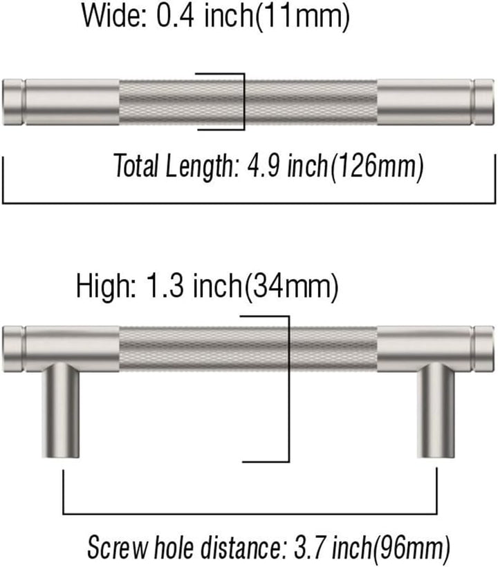 Amerdeco 10 Stück Gebürsteter Nickel Schrankgriffe 96mm Lochabstand, Aluminium Griffe für Küchenschr