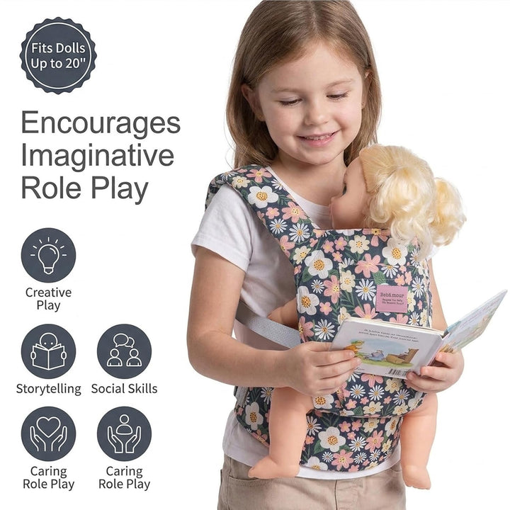 Bebamour Puppentrage für Mädchen, 3 in 1 weiches Tragetuch für Kinder, 100% Baumwolle Puppenzubehör(