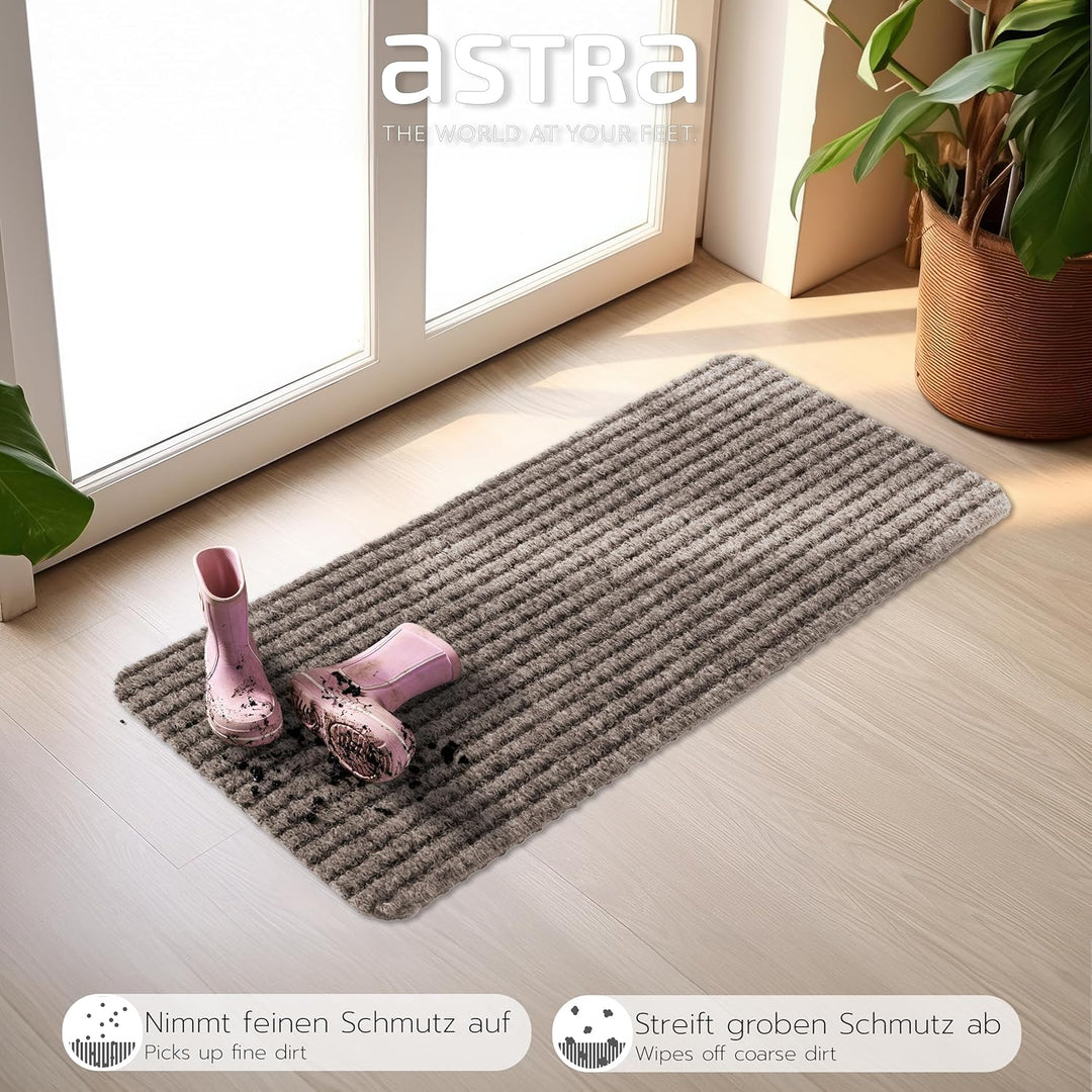 Astra Fussmatte innen beige Schmutzfangmatte rutschfest – Türmatte 25x60 cm 3er Set wasserabweisend