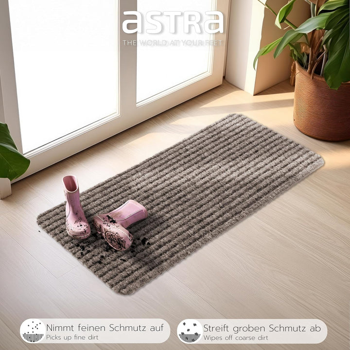 Astra Fussmatte innen beige Schmutzfangmatte rutschfest – Türmatte 25x60 cm 3er Set wasserabweisend