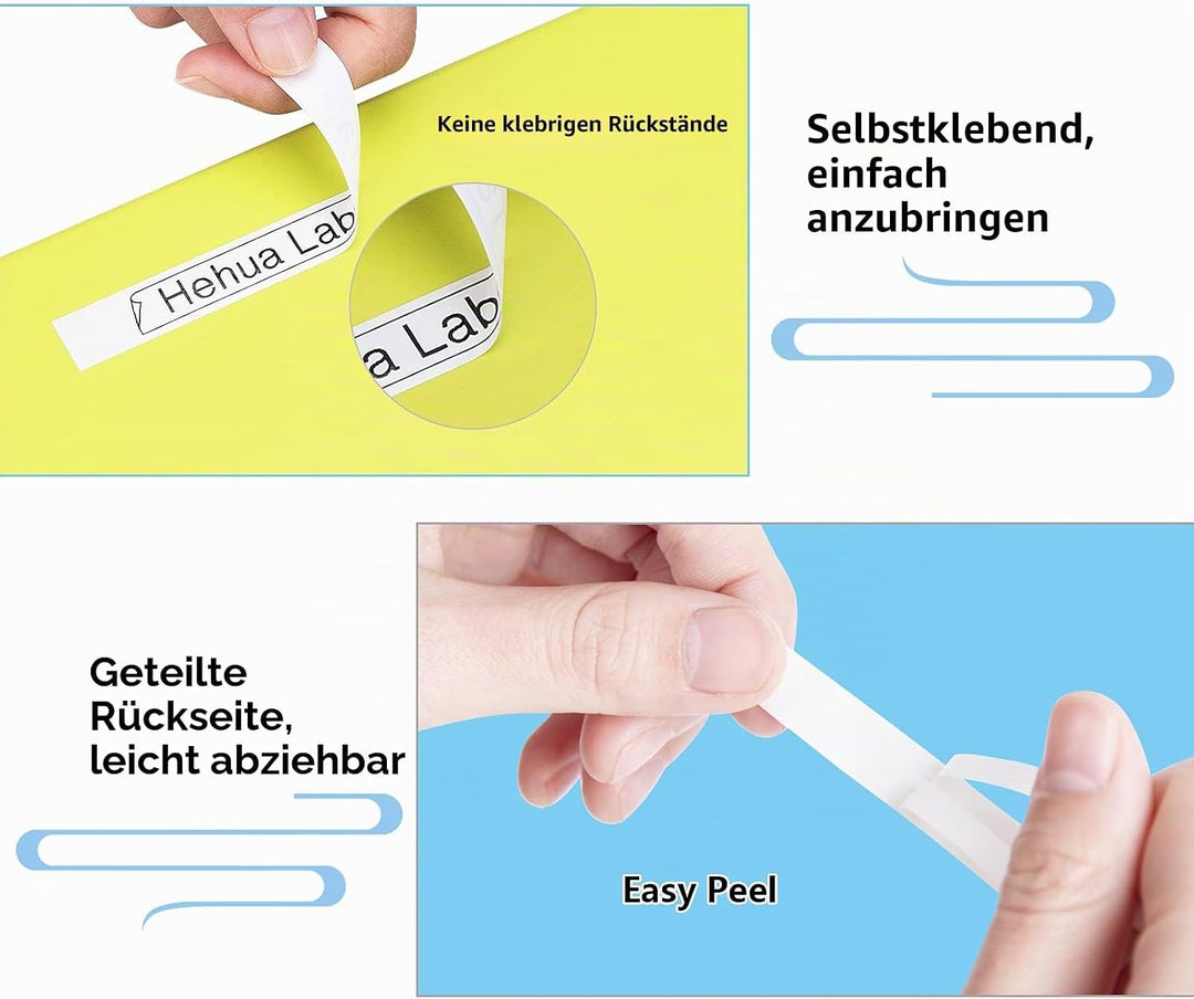 6x Hehua Ersatz für Brother P Touch TZe-221 TZe221 TZ221 9mm 0.35" x 8m Schriftband Schwarz auf Weis