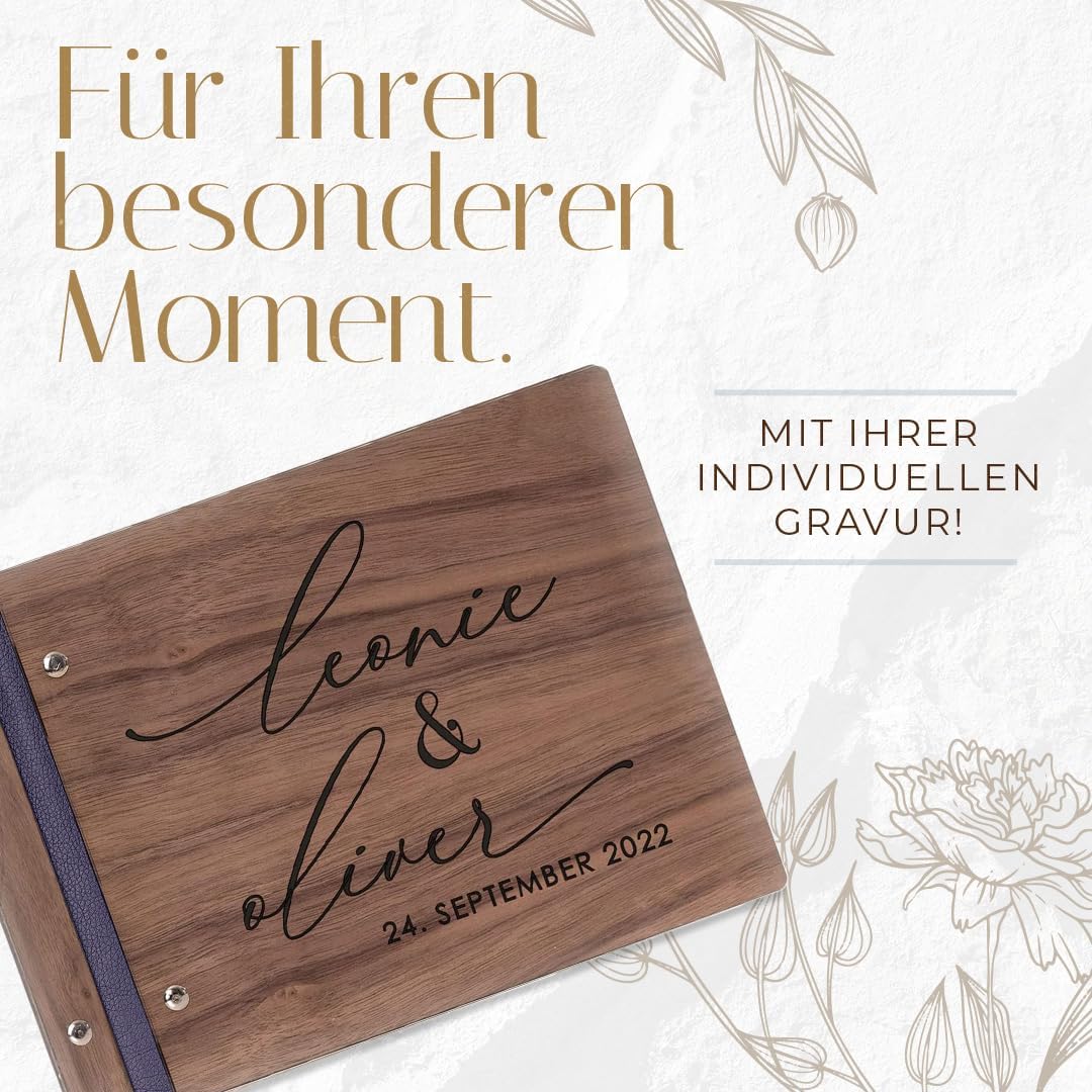 Hochzeitideal – Personalisierbares Gästebuch Hochzeit Patti E10 mit 40 Seiten I Hochzeit Gästebuch a