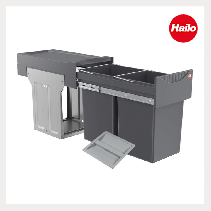 Hailo Abfallsammler Tandem 3666102 | für Schränke ab 300 mm Breite | Einbau Mülleimer 2 x 15L mit Bi