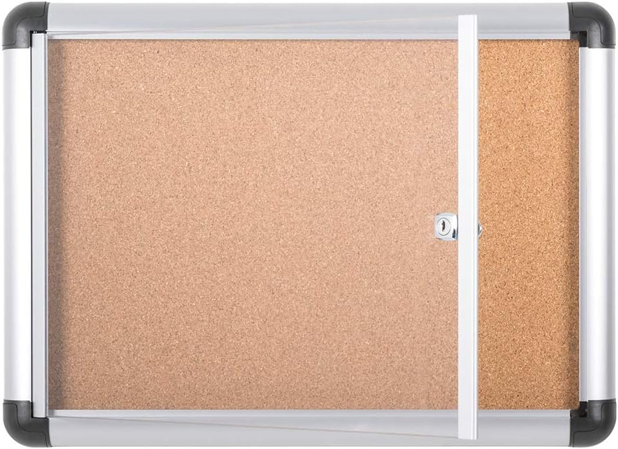 Bi-Office Schaukasten Vitrine"Enclore Extra", Kork, geeignet für 2 x DIN A4, silberner Aluminiumrahm