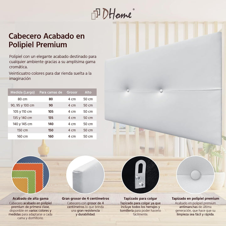 DHOME Kopfteil aus Kunstleder oder Stoff AQUALINE Pro Kopfteil Polsterkopfteil Luxusbett (Kunstleder