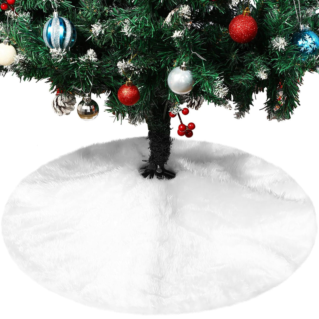 YXHZVON Weihnachtsbaum Rock Plüsch, 122 cm Weiss Kunstfell Weihnachtsbaum Rock Runder Christbaumstän