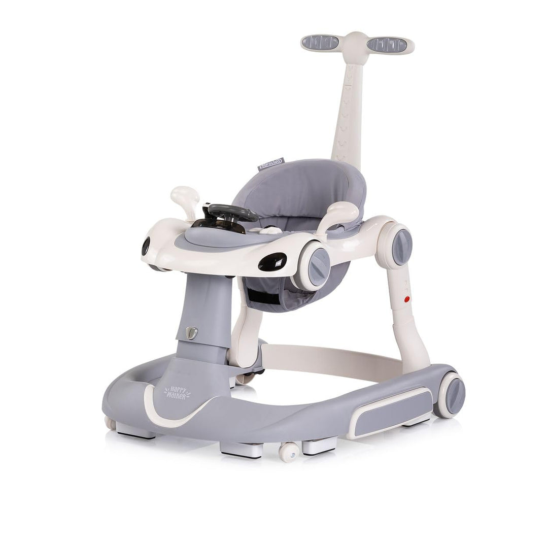 Chipolino Lauflernhilfe Happy Walker 5 in 1 Schaukelfunktion Musik Lichter Räder grau, grau