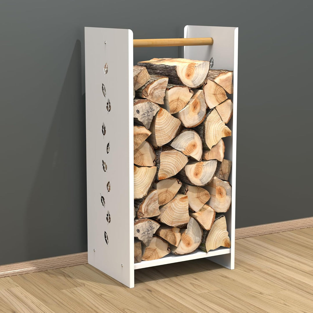 teileplus24 BHS8 Kaminholzregal Innen Aussen | Brennholzregal Metall | Kaminholzkorb | Industrial Lo