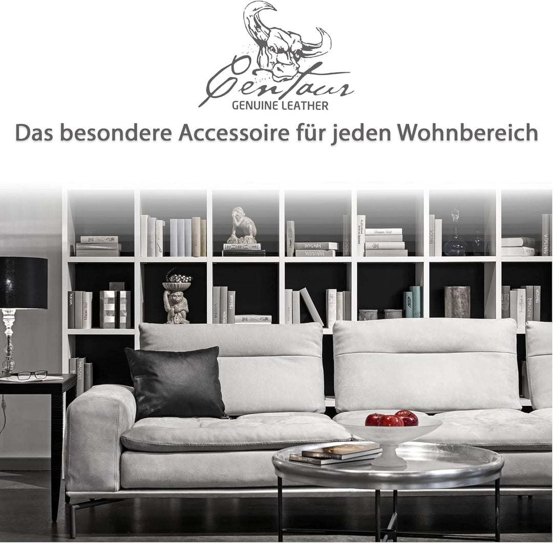 Centaur - Deko Lederkissen 50 x 40 cm für Sofa oder Schlafzimmer schwarz - Echt Leder Kissen Echtled