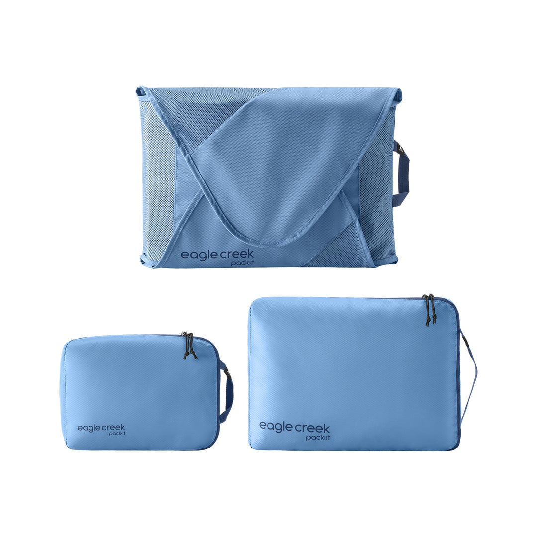Eagle Creek Pack-It Starter Set I Garment Folder L &amp; 2 Packwürfel S+M I Knitterfrei &amp; Kofferorganisa