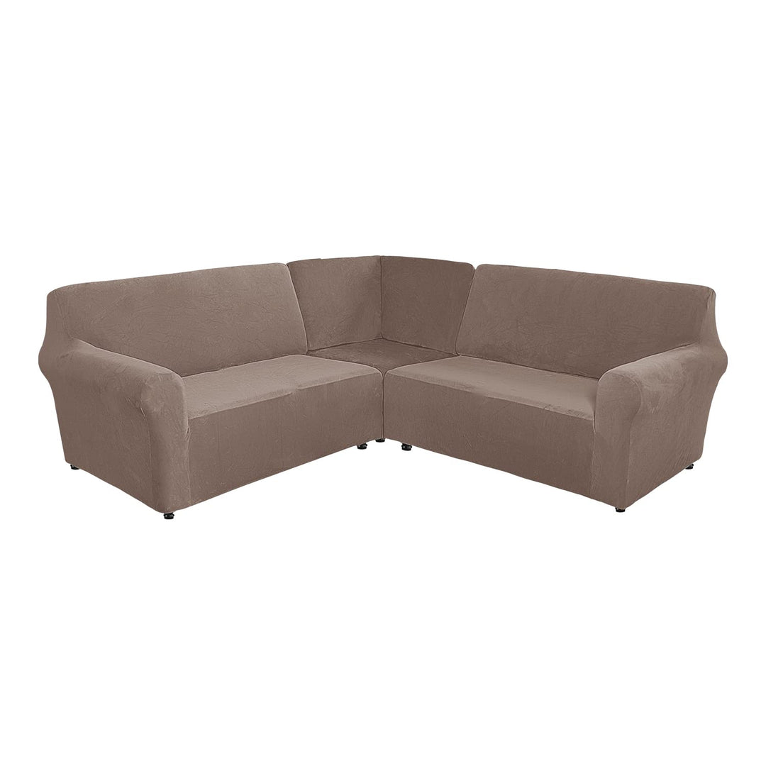 MINGPINHUIUS Sofabezug L Form Stretch Sofabezug aus Samt für 5 Sitzer Ecksofa, Anti Rutsch Sofa Über