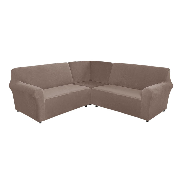 MINGPINHUIUS Sofabezug L Form Stretch Sofabezug aus Samt für 5 Sitzer Ecksofa, Anti Rutsch Sofa Über