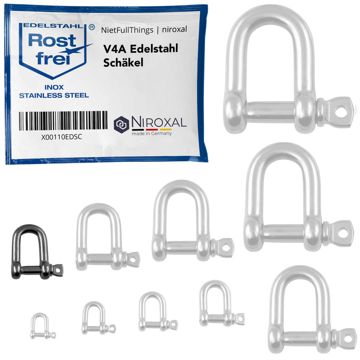 NietFullThings 20 Stueck 8-mm Edelstahl Rund-Scheakel aus V4A Kurze gerade robuste Form Bruchlast 3.
