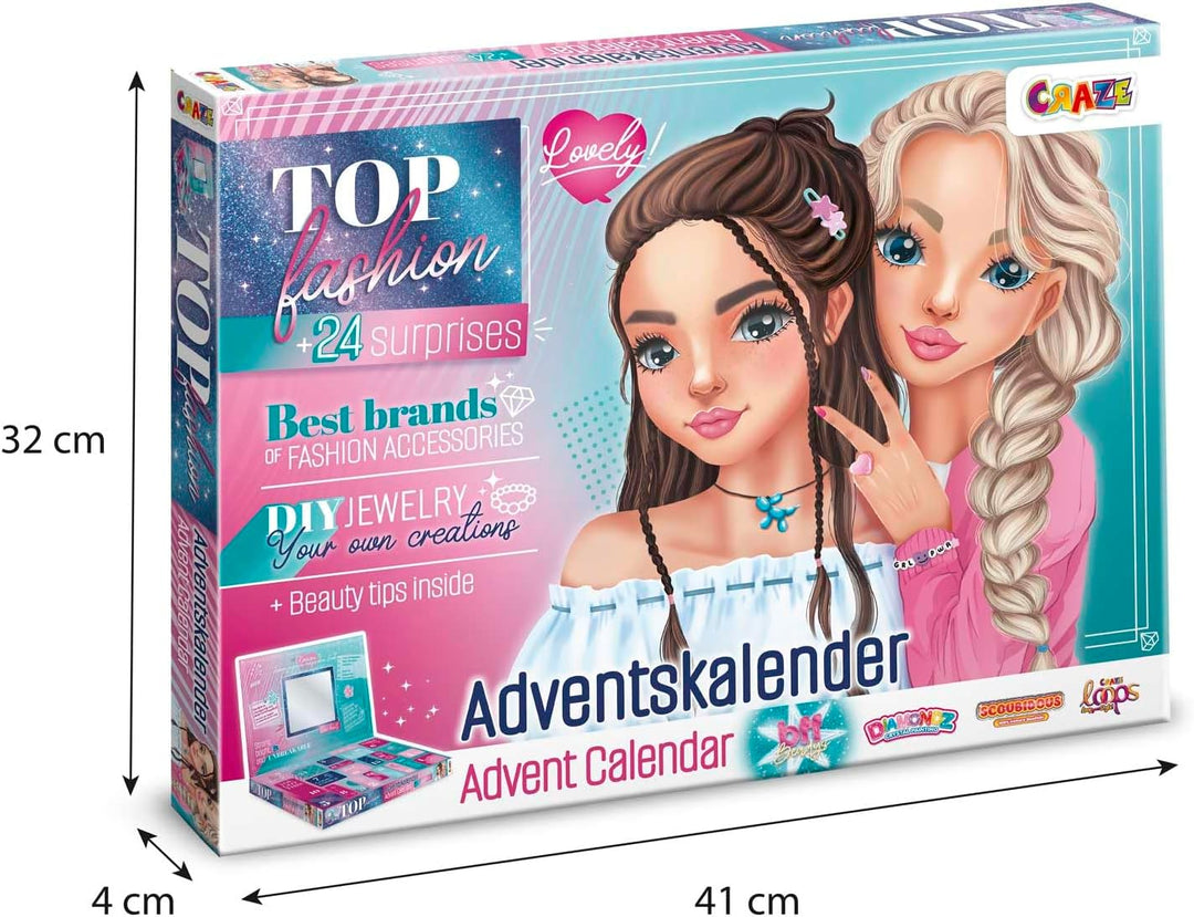 CRAZE Spielzeug Adventskalender Mädchen – Fashion DIY Adventskalender 2025 mit Diamond Painting, Loo