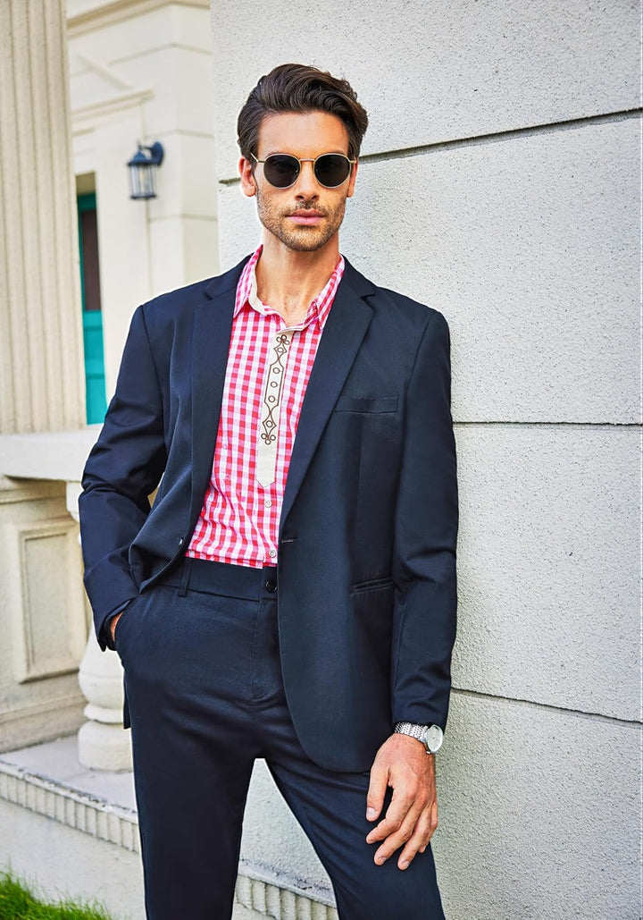 COOFANDY Herren Hemd Karriert Trachtenhemden Regular Fit Langarm Freizeithemden Karohemden Plaid Shi
