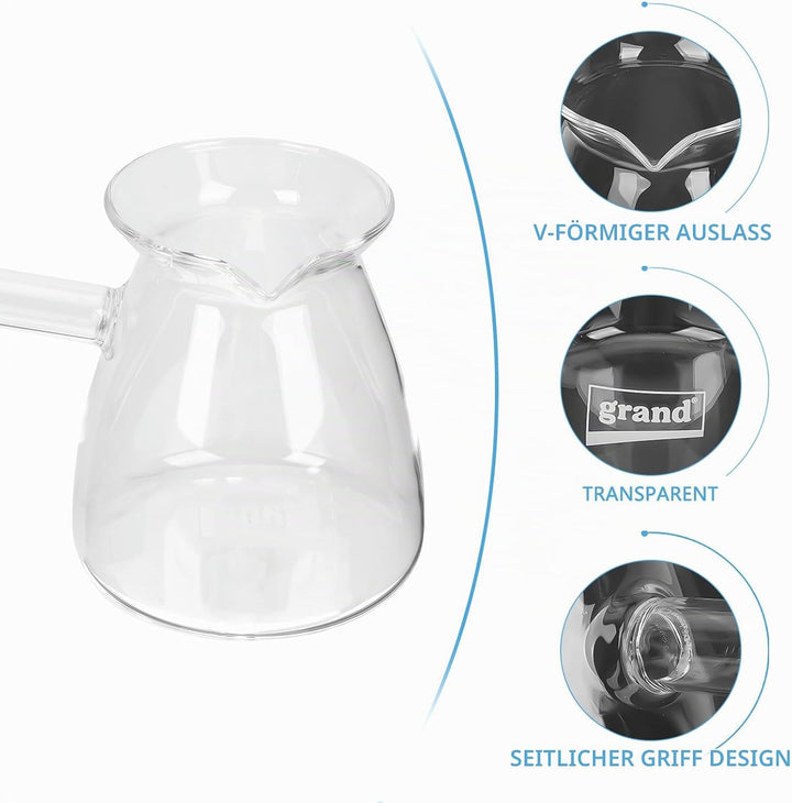 Cabilock Cezve 450 ml, Türkische Kaffeekanne aus Glas mit Seitengriff | Glas Kaffee, Kaffeeseitenhan