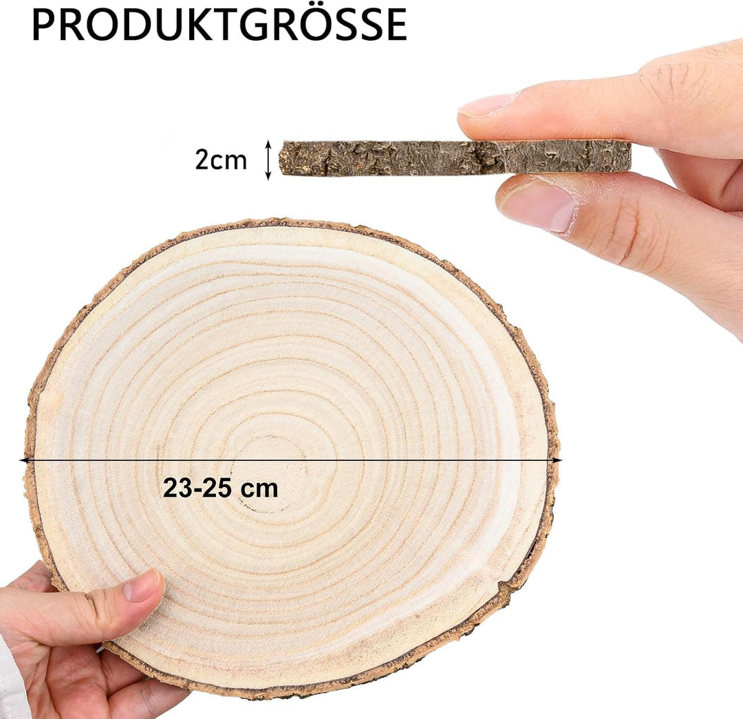 8 Stück Holzscheiben Set, 25 cm Rund Handwerk Holzscheiben für DIY Deko | ohne Loch Natürliche Baums