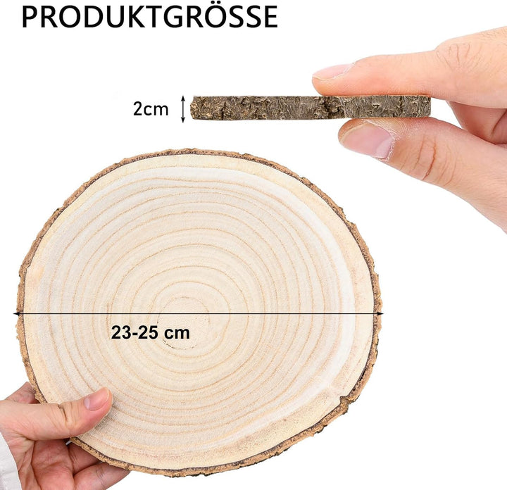 8 Stück Holzscheiben Set, 25 cm Rund Handwerk Holzscheiben für DIY Deko | ohne Loch Natürliche Baums