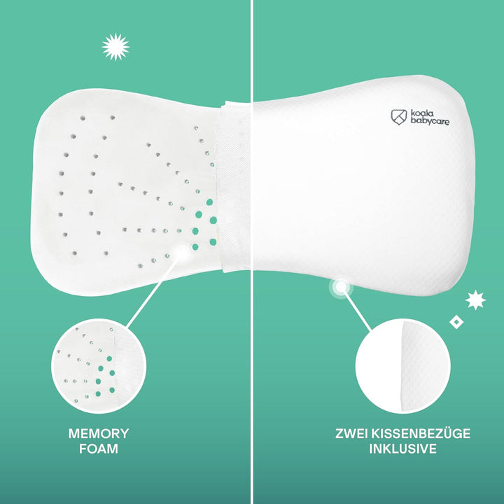 KOALA BABYCARE Babykissen Plagiozephalie bis 36 Monaten, abnehmbar für das Kinderbettchen. Hilft bei