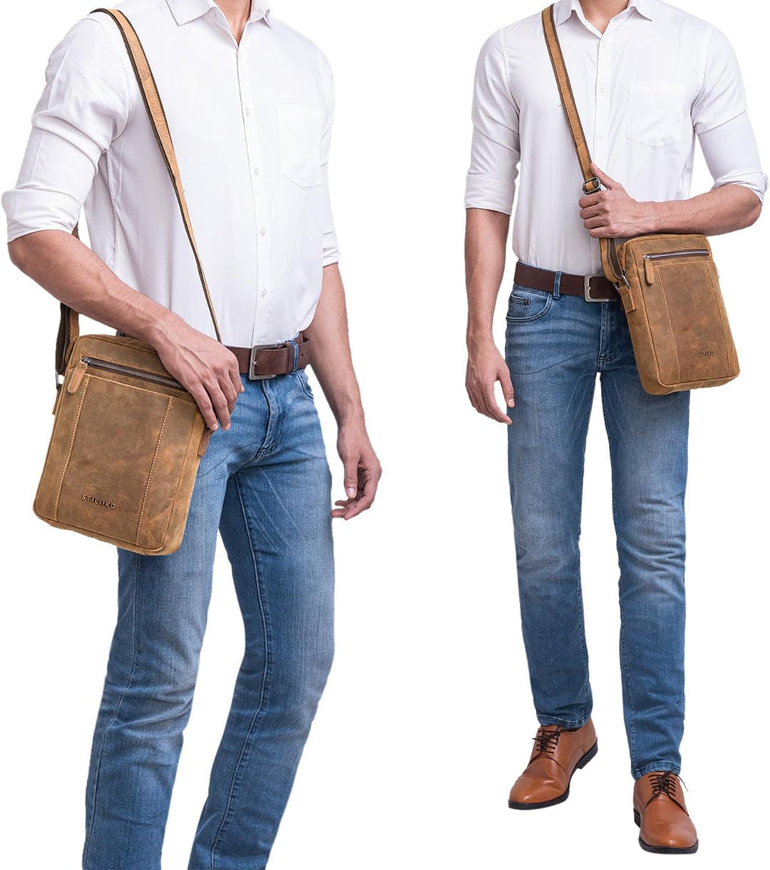 STILORD 'Fox' Herrentasche Leder Vintage Messenger Bag Männer Handtasche klein für 10,1 bis 10,5 Zol