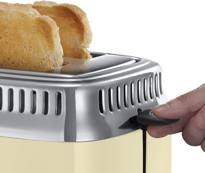 Russell Hobbs Toaster [für 2 Scheiben] Retro Edelstahl Creme (Countdown-Anzeige im Retrodesign, inkl