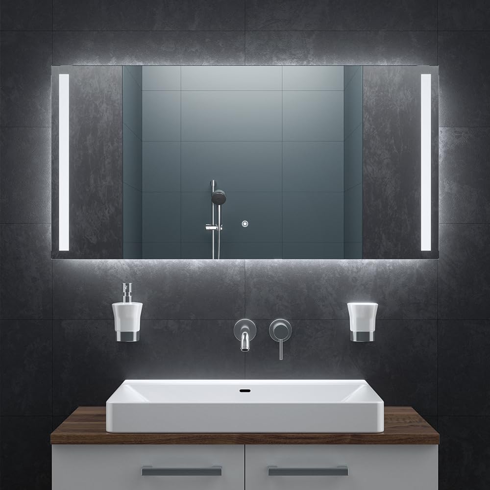 BR Bringer LED Badspiegel - 120x60 cm - Badezimmerspiegel mit Beleuchtung und Anti-Beschlag Funktion