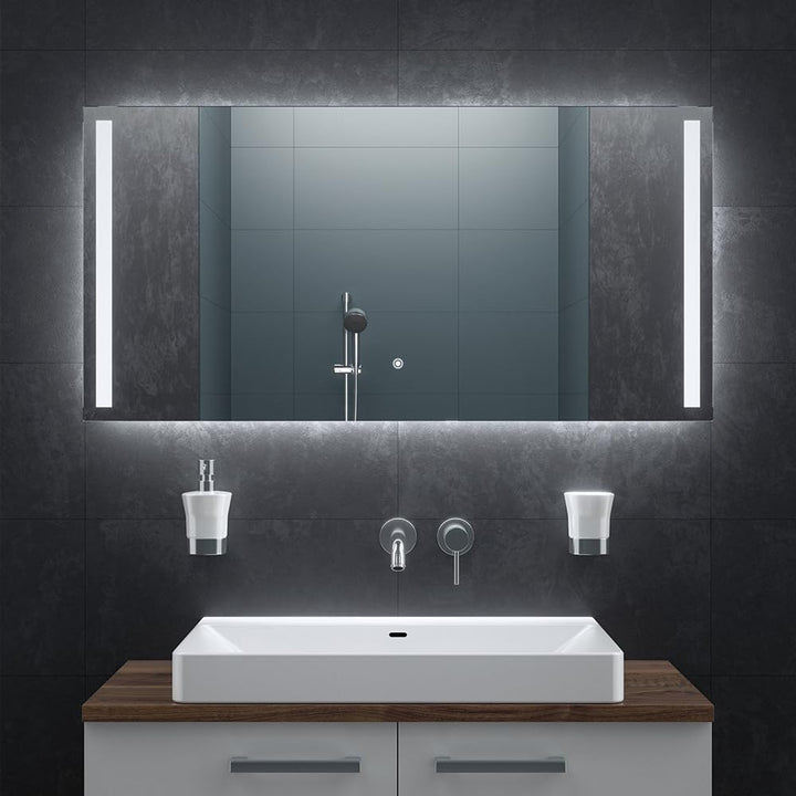 BR Bringer LED Badspiegel - 120x60 cm - Badezimmerspiegel mit Beleuchtung und Anti-Beschlag Funktion