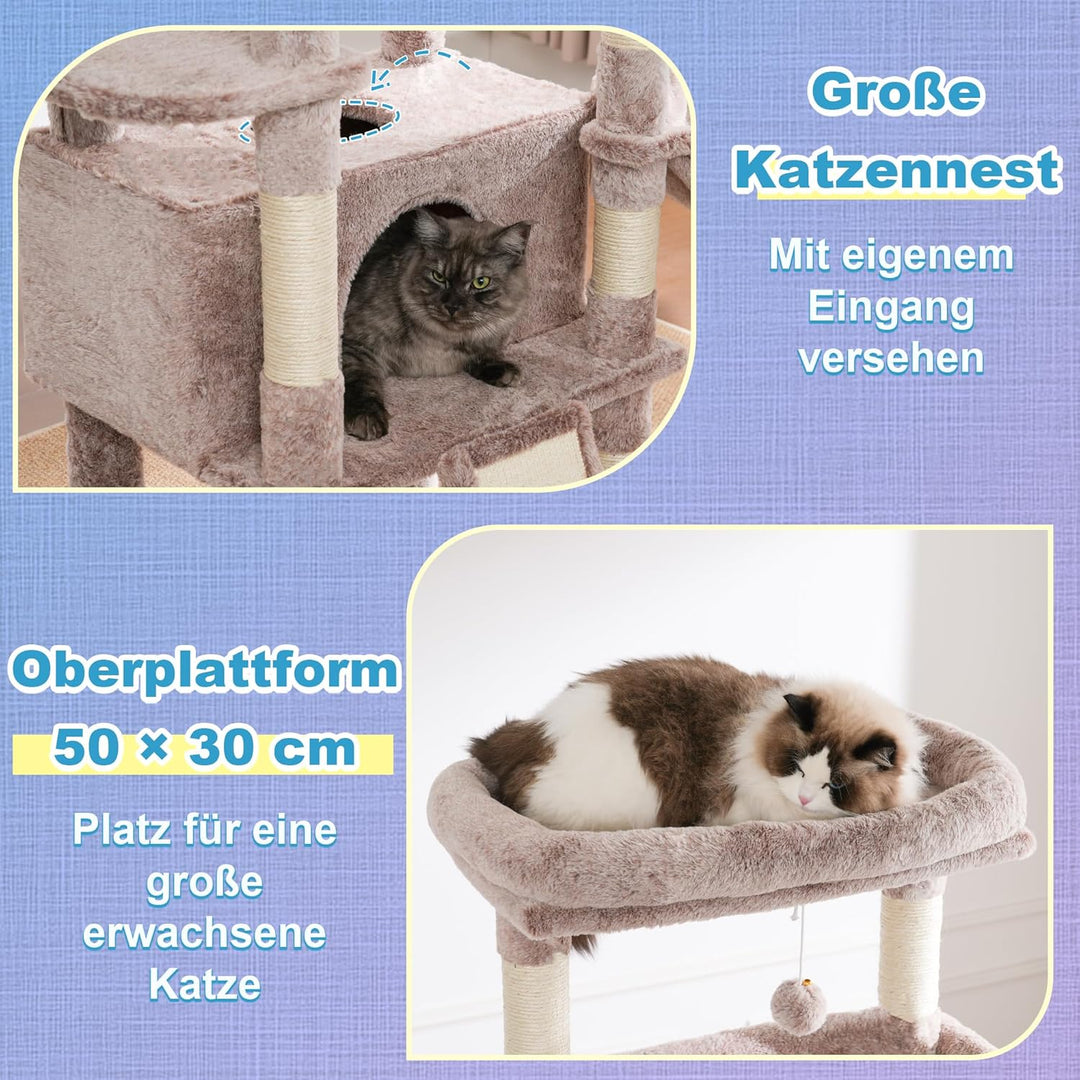 Hey-brother Kratzbaum, 182 cm hoch Katzenbaum für Grosskatze, mehrstöckiger Katzenkratzbaum mit 2 Gr