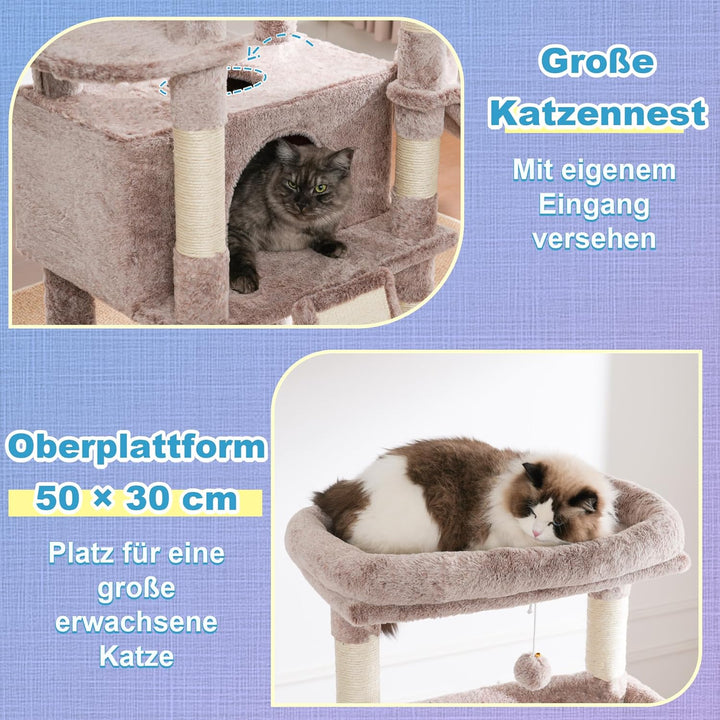 Hey-brother Kratzbaum, 182 cm hoch Katzenbaum für Grosskatze, mehrstöckiger Katzenkratzbaum mit 2 Gr