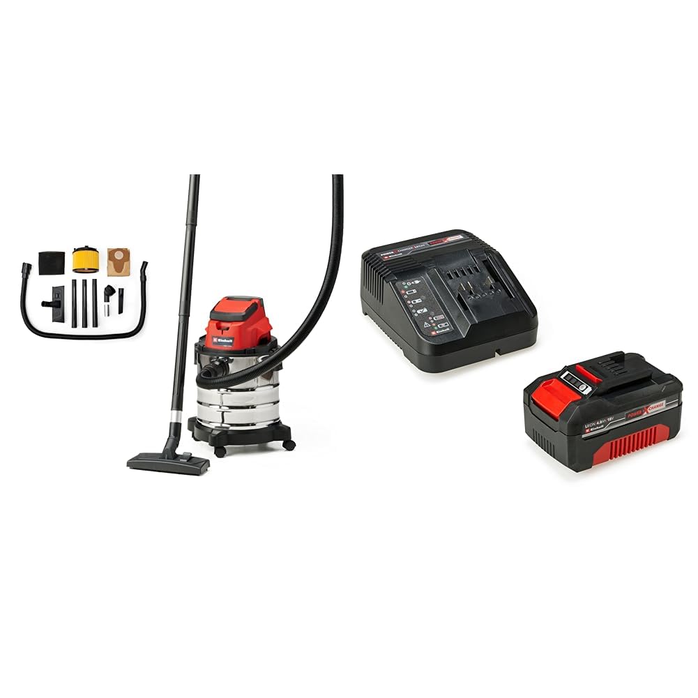 Einhell Akku-Nass-Trockensauger TC-VC 18/20 Li S Power X-Change (Li-Ion, 18 V, 20 l-Edelstahlbehälte
