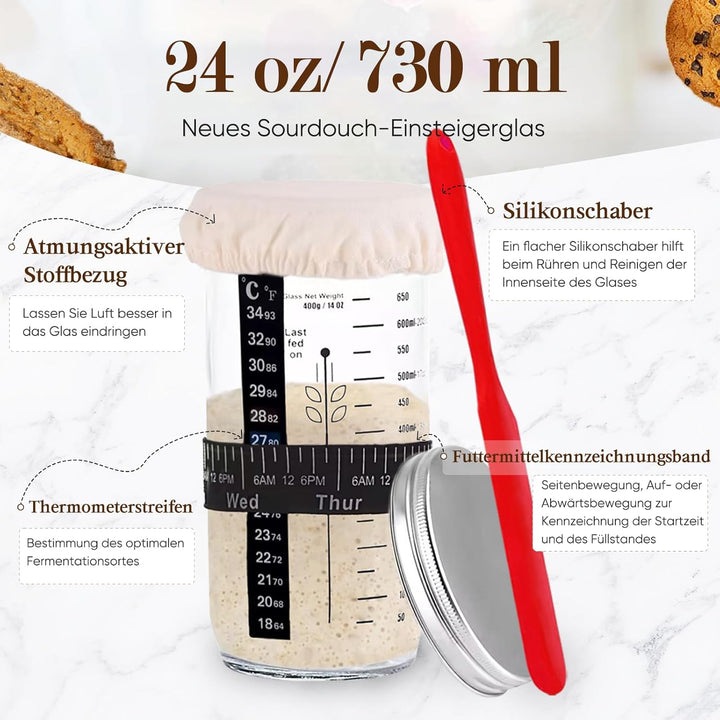 Gärkorb Brot Set mit 2 Gärkörbchen, Sauerteig Starter Set und Komplettset Backzubehör, sauerteig sta