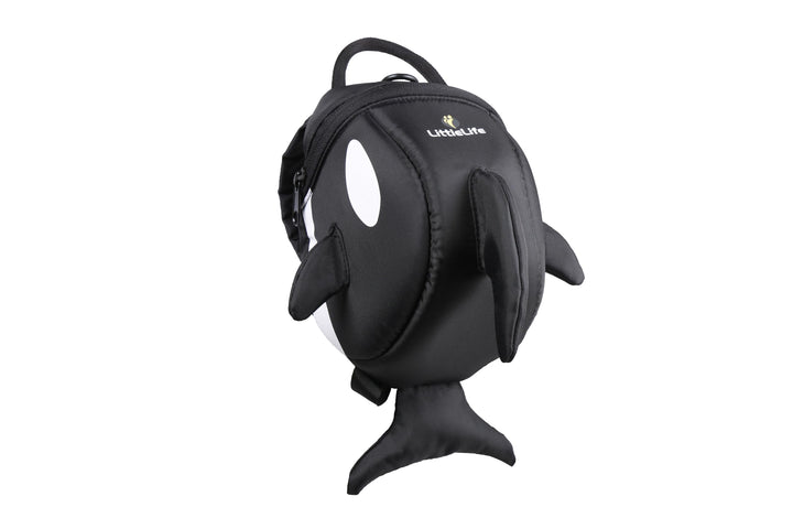 LittleLife Animal Kleinkindrucksack mit Sicherheitsleine, Orca Mini Schwarz, Mini Schwarz