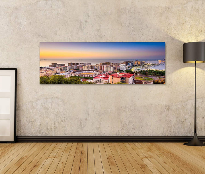 Bild Bilder auf Leinwand Malaga Spanien beginnt die Skyline zum Mittelmeer Wandbild Poster Leinwandb