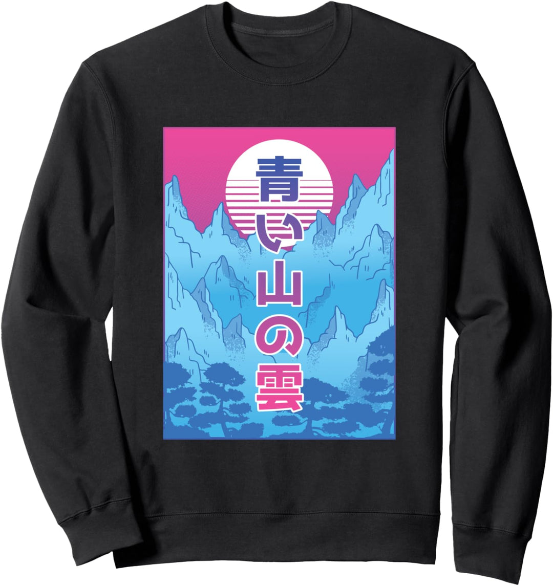 Berg Sonnenuntergang - Japanische Vaporwave Designs Sweatshirt