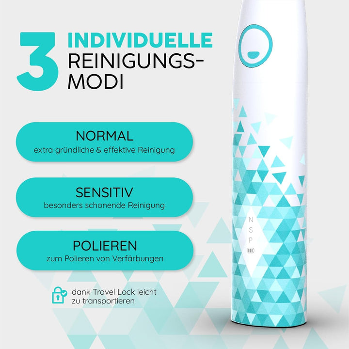 happybrush® Elektrische Schall-Zahnbürste Eco VIBE 3 - Nachhaltige Zahnbürste mit 6 Wochen Power-Akk