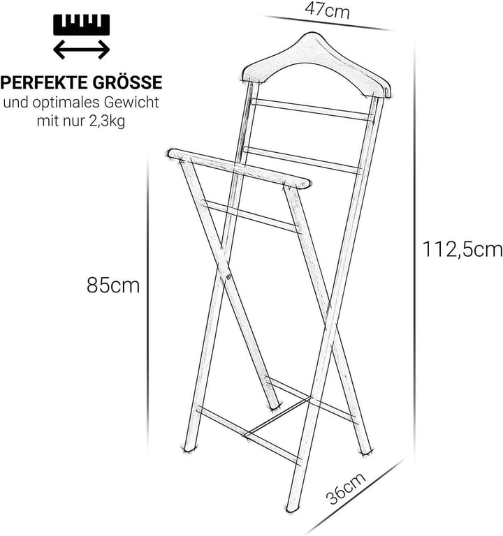 Herrendiener Kleiderbutler Kleiderständer Stummer Diener aus Holz klappbar und leicht (Natur lackier