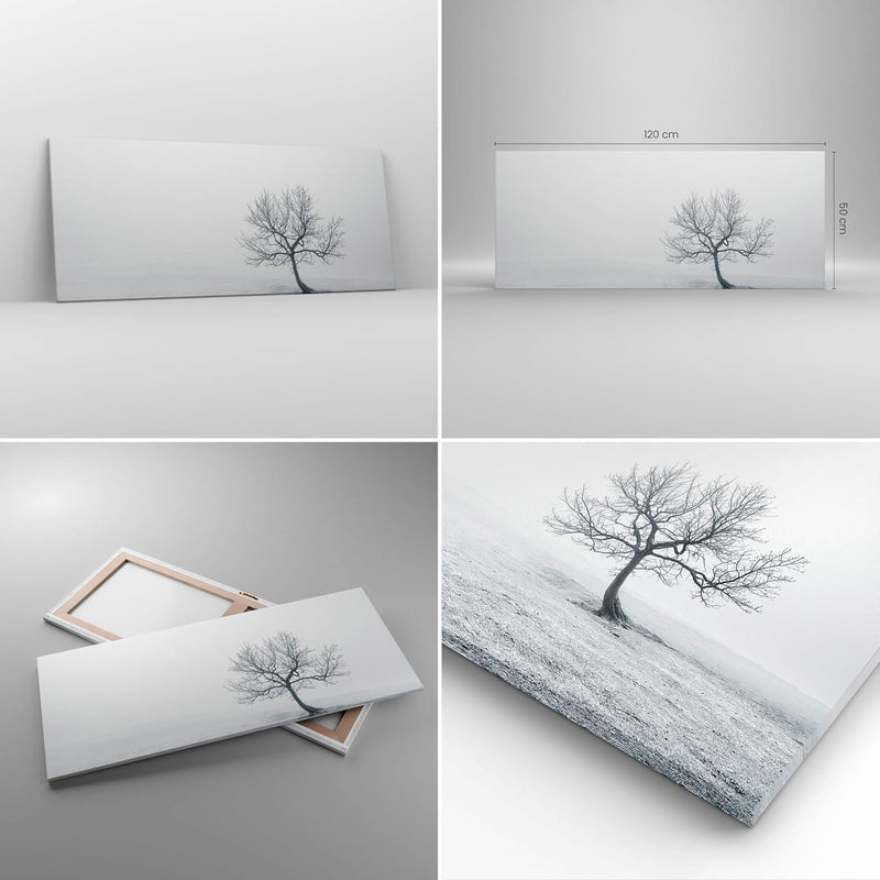 Wandbilder Dekoration Wohnzimmer Baum Feld Natur Panorama Bilder auf Leinwand 120x50cm Leinwandbild