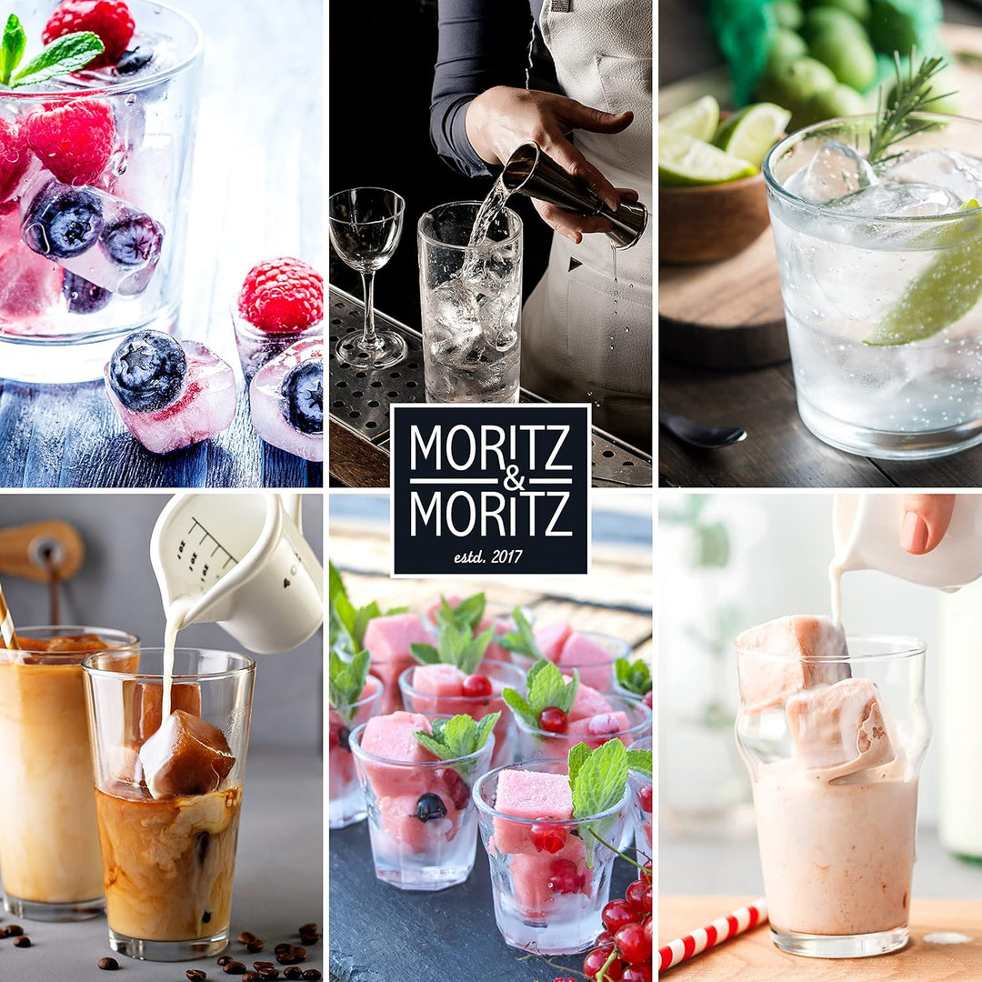 Moritz & Moritz 2x Eiswürfelform Eckig – Grosse Eiswürfelform Silikon für 12 Eiswürfel in Würfelform