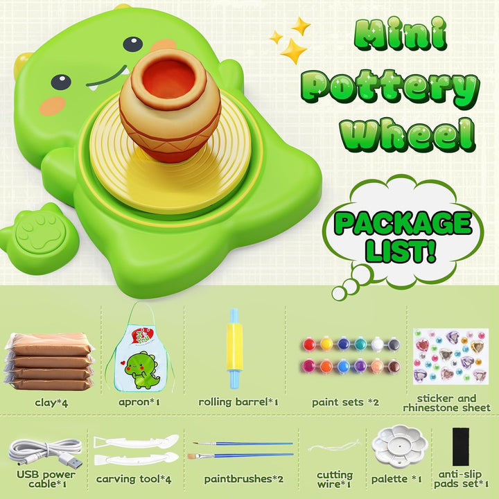 Skirfy Mini-Töpferscheiben-Maschinen-Set für Anfänger und Kinder, mit Licht, elektrisches Keramikrad