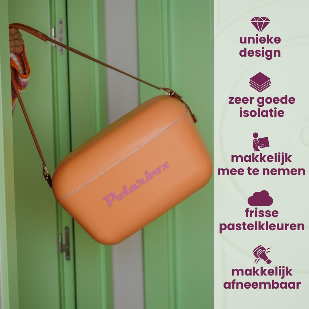 Polarbox Klassische Retro Vintage Kühlbox für Camping, Picknick, Strand, 20 l, Sorbet/Rosa