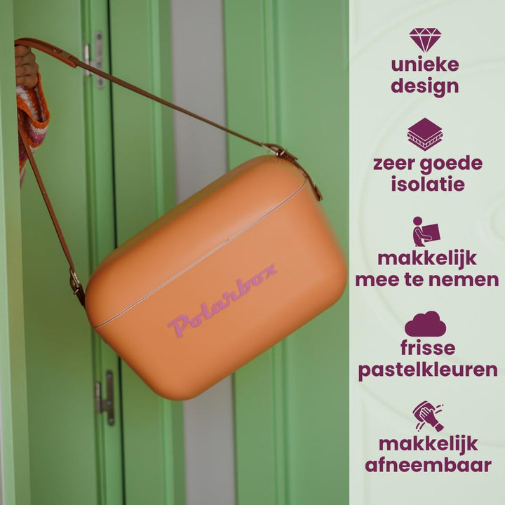 Polarbox Klassische Retro Vintage Kühlbox für Camping, Picknick, Strand, 20 l, Sorbet/Rosa