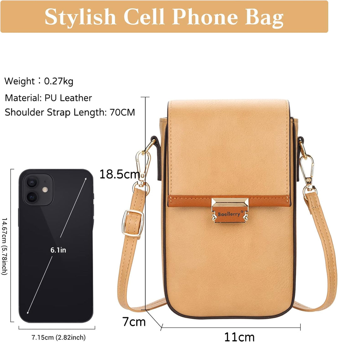 PORRASSO Handy Umhängetasche Damen Mode Handytasche Mädchen Schultertasche PU Geldbörse Crossbody Ba