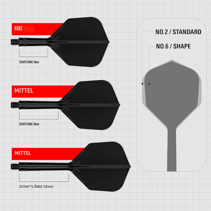 Target Darts K Flex Integrated Dart Flight and Shaft, No.6 | 3er Pack K-Flex - No 6, Kflex Precision