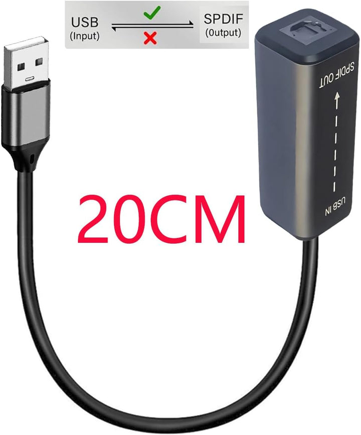USB auf TosLink SPDIF-Adapterkabel, USB 2.0-Stecker auf TosLink PCM-Buchse, digitales optisches Audi