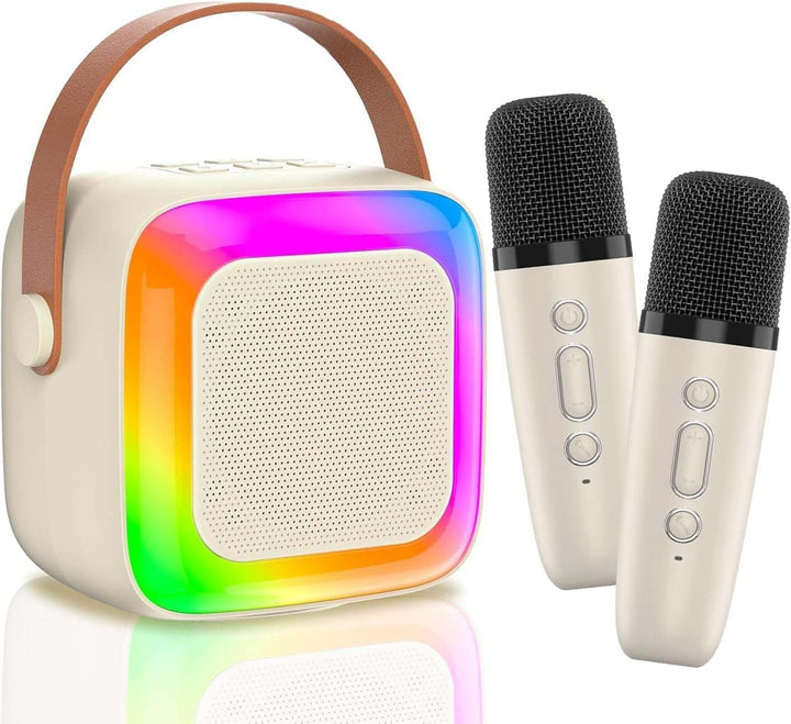 Karaoke Maschine für Kinder mit 2 Bluetooth Mikrofonen,Tragbare Kinder Karaoke-Lautsprecher,Mini Blu