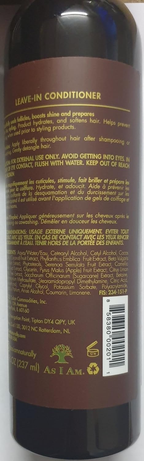As I Am Naturally | 3er-Set | Co-Wash mit Kokosnuss, 454 g | Leave-In-Spülung, 237 ml | Feuchtigkeit